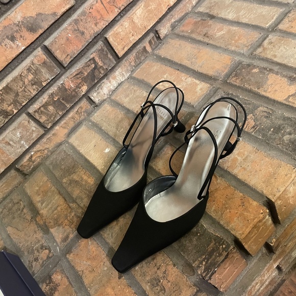 Stuart Weitzman *Gloambiance *Satin *crystal sling back *kitten heel *SZ 9.5 - Picture 4 of 6